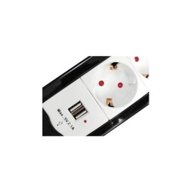 ÷ Regleta alimentacion equip con 4 tomas cable de red de 1.5 metros + 2 puertos usb proteccion sobreca