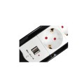 ÷ Regleta alimentacion equip con 4 tomas cable de red de 1.5 metros + 2 puertos usb proteccion sobreca