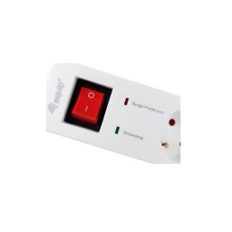 ÷ Regleta alimentacion equip con 5 tomas cable de red de 1.5 metros + 2 puertos usb y boton de apagado