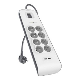 ÷ Regleta alimentacion belkin bsv804vf2m de protecci?n contra sobretensiones 8 tomas + 2 puertos usb (