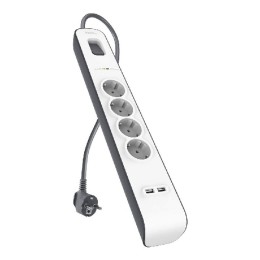 ÷ Regleta alimentacion belkin bsv401vf2m de protecci?n contra sobretensiones 4 tomas + 2 puertos usb (