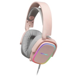 ÷ Headset mars gaming mhax pink jack 3.5mm altavoces hi-fi de 53mm microfono extraible iluminacion rgb