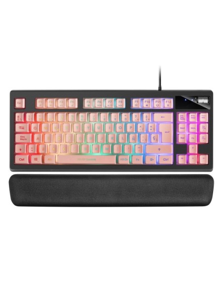 ÷ Teclado h-mecanico compacto tkl mars gaming mkaxes botones color pink estructura black boton roller 