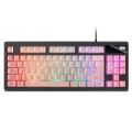 ÷ Teclado h-mecanico compacto tkl mars gaming mkaxes botones color pink estructura black boton roller 