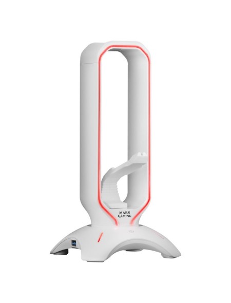 ÷ Soporte mars gaming mhhpro white para auriculares con hub usb 3.0 2p y bungee pra mouse con iluminac