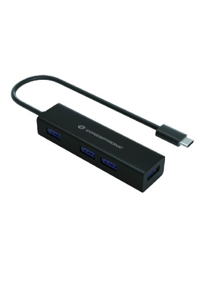 ÷ Hub usb-c 3.0 conceptronic hubbies07b 4 puertos usb 3.0 color negro carcasa de aluminio