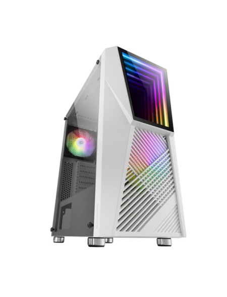 ÷ Caja atx semitorre gaming mars gaming mc777 white frontal con espejo infintio argb 2xventiladores 12