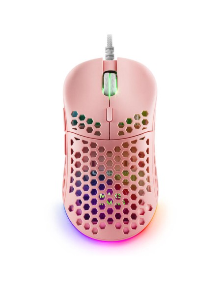 ÷ Mouse mars gaming rgb mm55p dise?o hive pink 12800dpi a825pro switch huano superficie perforada ilum