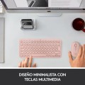 ÷ Teclado logitech bluetooth k380 para mac para tres dispositivos color rosa p/n:920-010400