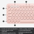 ÷ Teclado logitech bluetooth k380 para mac para tres dispositivos color rosa p/n:920-010400
