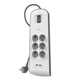 ÷ Regleta alimentacion belkin bsv604vf2m de protecci?n contra sobretensiones 6 tomas + 2 puertos usb (