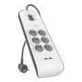 ÷ Regleta alimentacion belkin bsv604vf2m de protecci?n contra sobretensiones 6 tomas + 2 puertos usb (