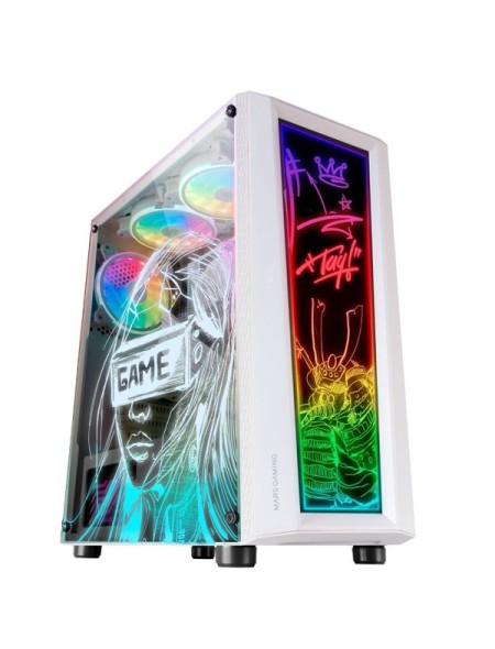 ÷ Caja atx semitorre gaming mars gaming mc-art white lateral y frontal personalizable con iluminacion 