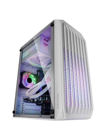 ÷ Caja microatx gaming mars gaming mc-s2 white frontal con ventilador frgb ventana lateral sin fuente 