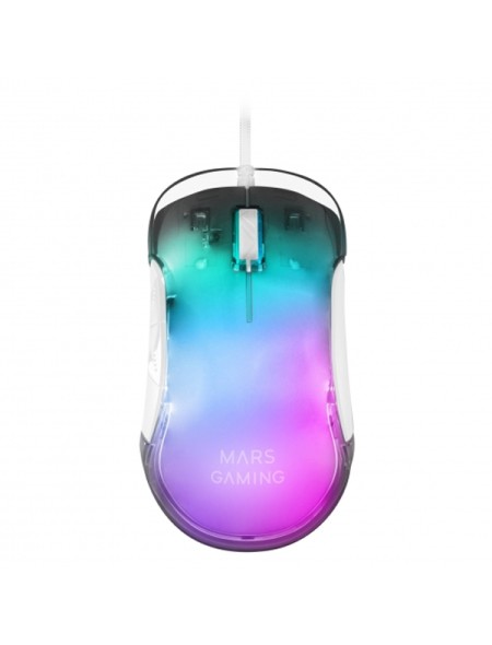÷ Mouse mars gaming rgb mmgloww white 12800dpi iluminacion total chroma-glow con cuerpo acabado en esp