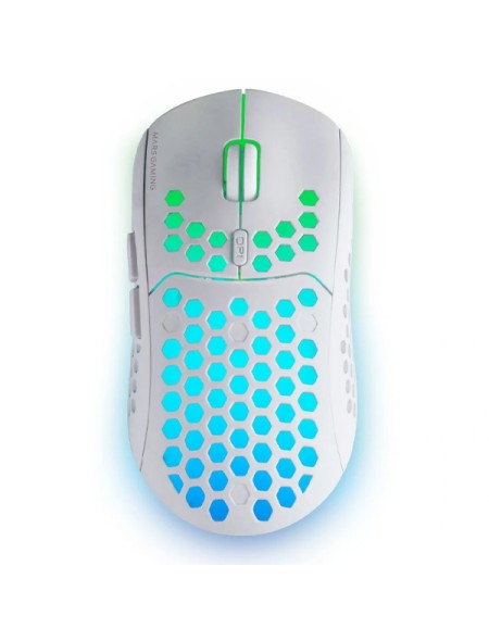 ÷ Mouse mars gaming wireless rgb mmw3 white usb 2.4g bateria recargable 3200dpi ultraligero hive ilumi