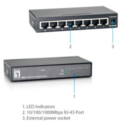 ÷ Switch level one no gestion 8p 10/100/1000 geu-0821