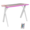 ÷ Mesa mars gaming mgd rgb blanca con tablero rosa chasis acero tablero 100x60cm altura 74cm rgb