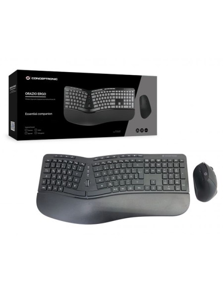 ÷ Teclado y mouse conceptronic wireless ergonomico orazio02 aleman