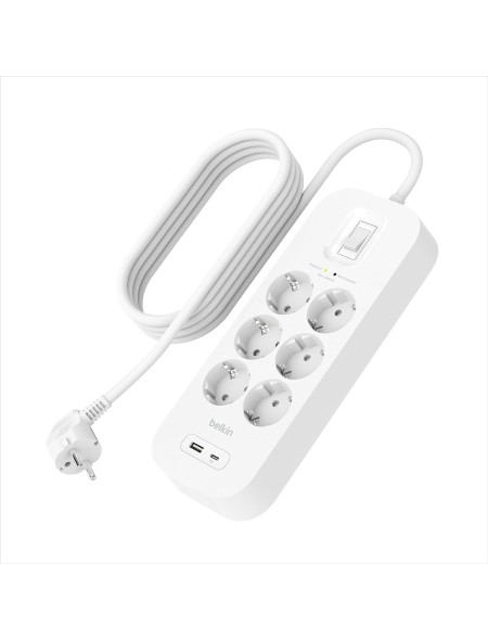 ÷ Regleta alimentacion belkin srb002vf2m de proteccion contra sobretensiones 6 tomas boton apagado usb