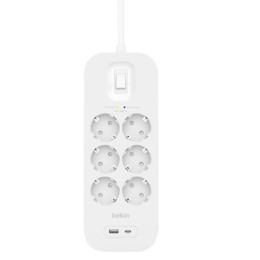 ÷ Regleta alimentacion belkin srb002vf2m de proteccion contra sobretensiones 6 tomas boton apagado usb