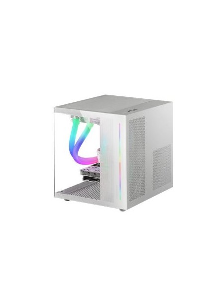 ÷ Caja microatx cube gaming mars gaming mc-view white frontal y lateral de cristal templado continuo d