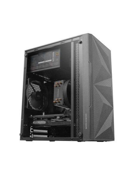 ÷ Caja microatx gaming mars gaming mc-1500 black frontal metal-mesh lateral crital templado completo s