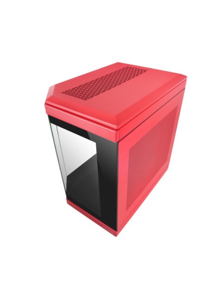 ÷ Caja atx semitorre gaming mars gaming mc3t color rojo vista panoramica 3 paneles de cristal templado