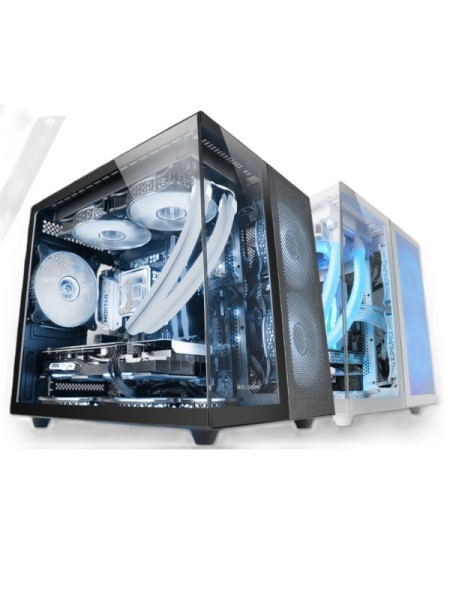 ÷ Caja microatx cube gaming mars gaming mcnovam negra doble panel de cristal templado doble camara rej