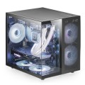 ÷ Caja microatx cube gaming mars gaming mcnovam negra doble panel de cristal templado doble camara rej