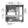 ÷ Caja microatx cube gaming mars gaming mcnovam negra doble panel de cristal templado doble camara rej