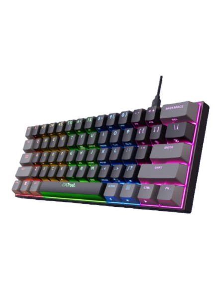 ÷ Teclado mecanico trust gaming gxt 867 acira compacto usb-a/usb-c iluminacion rgb interruptores rojos
