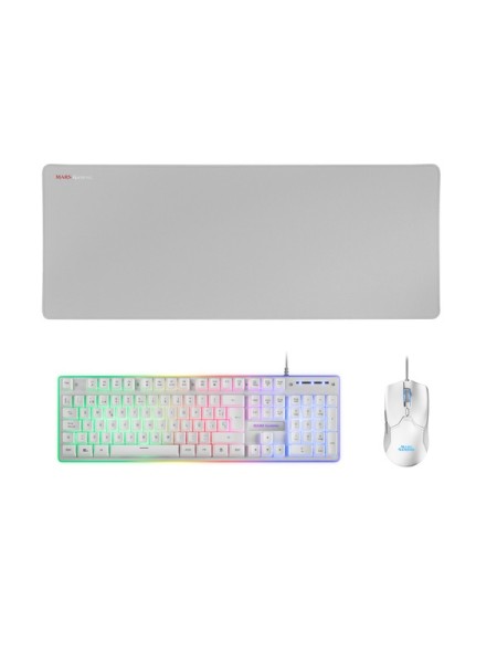 ÷ Teclado mouse y alfombrilla mars gaming mcpx white telcado hibrido h-mech mouse ultra ligero 10