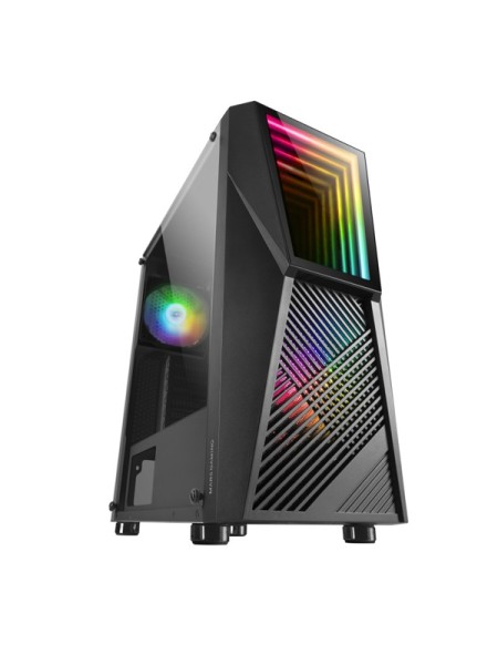 ÷ Caja atx semitorre gaming mars gaming mc777 black frontal con espejo infintio argb 2xventiladores 12