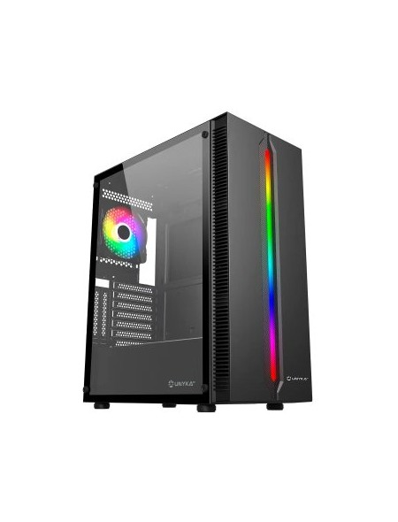 ÷ Caja atx unyka lumina 205 black led argb usb's 3,0 ventilador 120mm rgb cristal lateral templado 