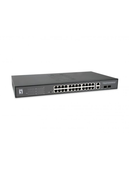 ÷ Switch level one gep-2841 poe websmart 24p 10/100/1000 poe 375w + 2 uplink sfp + 2 uplink rj45