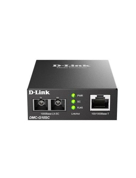 ÷ Convertidor de medios monomodo 100/1000 base-t a 1000 base-lx (sc) 10km power 5v