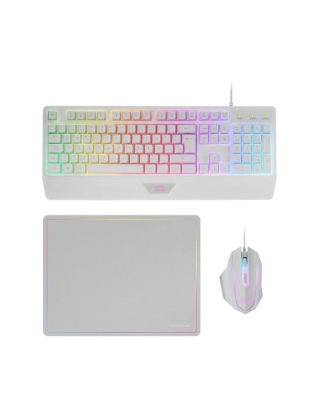 ÷ Teclado mouse y alfombrilla mars gaming mcp124wpt portugues rgb h-mech, mouse huano rgb 3200dpi