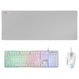 ÷ Teclado mouse y alfombrilla mars gaming mcpx frances white telcado hibrido h-mech mouse ultra 