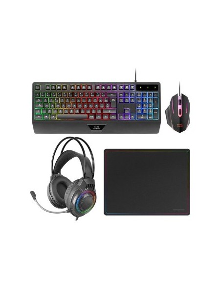 ÷ Teclado mouse headset y alfombrilla mars gaming mcp124proes h-mech rgb 3200dpi negro
