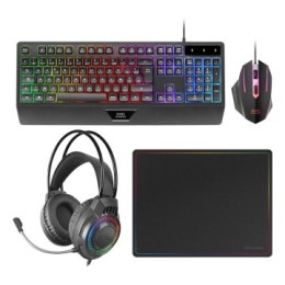 ÷ Teclado mouse headset y alfombrilla mars gaming mcp124proes h-mech rgb 3200dpi negro