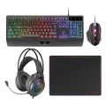 ÷ Teclado mouse headset y alfombrilla mars gaming mcp124proes h-mech rgb 3200dpi negro