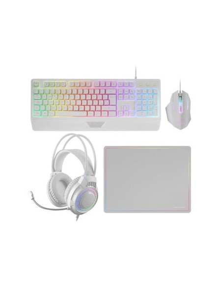 ÷ Teclado mouse headset y alfombrilla mars gaming mcp124prowes h-mech rgb 3200dpi blanco