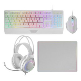 ÷ Teclado mouse headset y alfombrilla mars gaming mcp124prowes h-mech rgb 3200dpi blanco