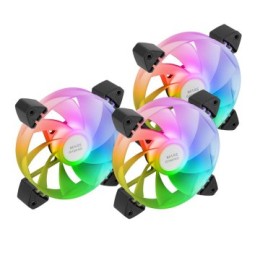 ÷ Kit 3xventilador interno argb mars gaming mf-3ar kit negro 12x12cm argb rainbow aspas invertidas