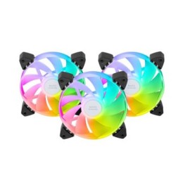÷ Kit 3xventilador interno argb mars gaming mf-3ar kit negro 12x12cm argb rainbow aspas invertidas