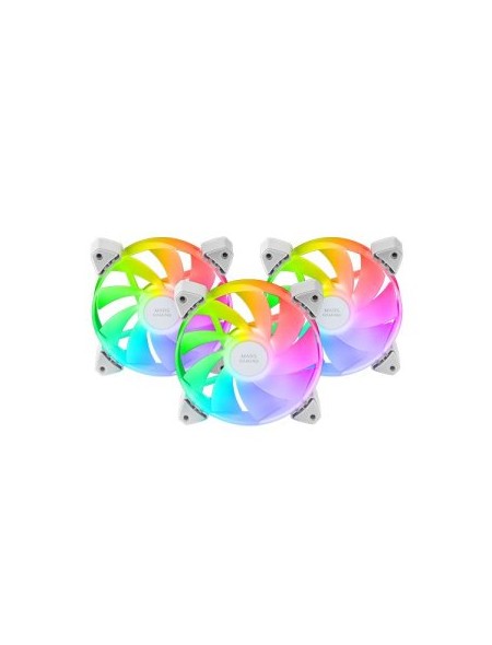 ÷ Kit 3xventilador interno argb mars gaming mf-3arw kit blanco 12x12cm argb rainbow aspas invertidas