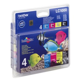 ÷ Pack colores tinta original brother lc1000valbp negro,cian,magenta,amarillo + alarma