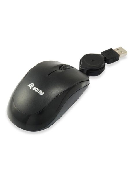 ÷ Mouse equip life optico 2 botones usb cable retractil color negro 1000dpi