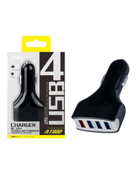 Cargador de coche-mechero Usb x4 / 36w / Negro / At800 / Mtk
